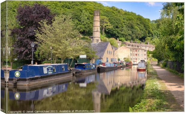 Hebden Bridge Canal Scene Canvas Print by Janet Carmichael