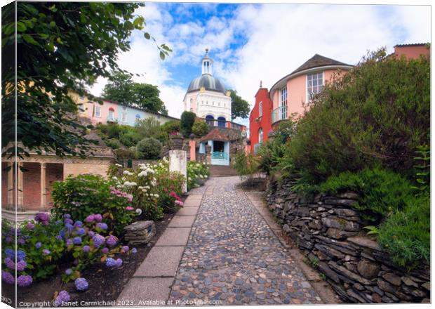 Portmeirion in Summer Canvas Print by Janet Carmichael