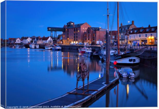 Wells Next the Sea at Night Canvas Print by Janet Carmichael