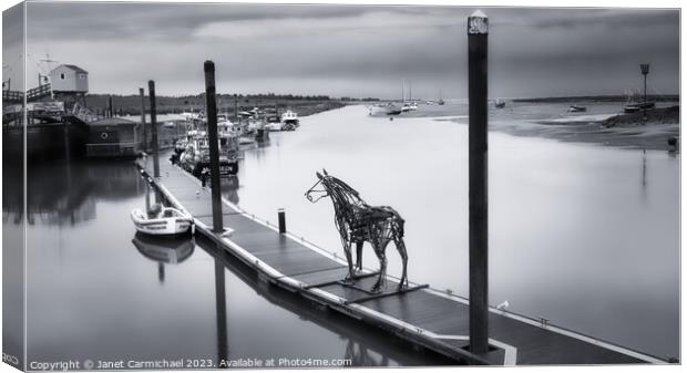 Mystical Lifeboat Horse Sculpture at Wells Next the Sea Canvas Print by Janet Carmichael