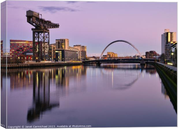 An Evening Clydeside in Glasgow Canvas Print by Janet Carmichael