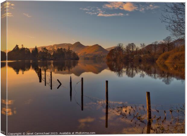 Sunset Approaches at Derwentwater Canvas Print by Janet Carmichael