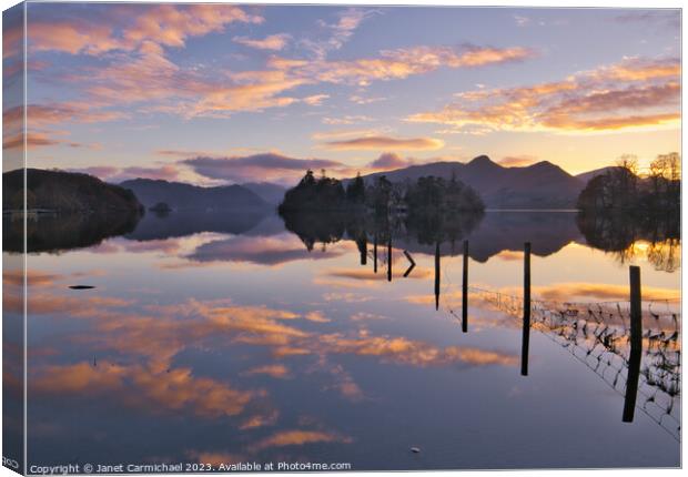 Sunset over Derwentwater Canvas Print by Janet Carmichael