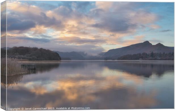 Glory Sunrise over Derwentwater Canvas Print by Janet Carmichael