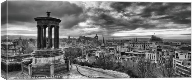 Edinburgh Cityscape in Black and White Canvas Print by Janet Carmichael