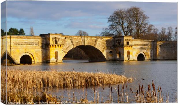 The Grand Bridge at Blenheim Palace - Oxfordshire Canvas Print by Janet Carmichael