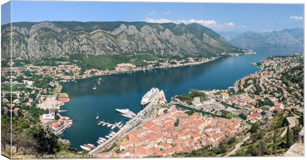 Majestic Kotor Aerial View Canvas Print by Janet Carmichael