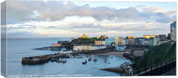 Serenity in Tenby Harbour Canvas Print by Janet Carmichael
