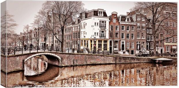 Amsterdam Street Scene - Vintage Sketch Canvas Print by Janet Carmichael