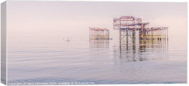 Paddle Boarding At The West Pier - Brighton Canvas Print by Clare Edmonds