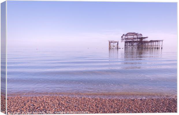 The West Pier at Brighton Canvas Print by Clare Edmonds