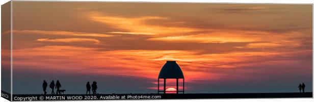 Folkestone beach shelter sunset 5 Canvas Print by MARTIN WOOD