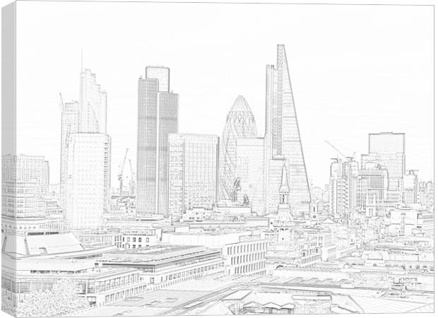    Pencil Sketch London Skyline        Canvas Print by Les Morris