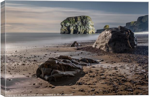 Marsden Rock in the Moonlight Canvas Print by Robin Hunter