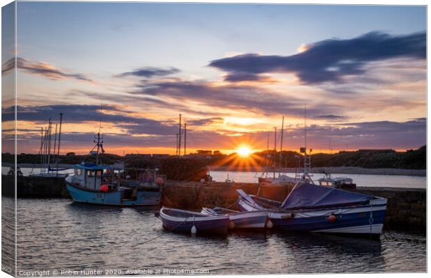 Beadnell Sunset Canvas Print by Robin Hunter