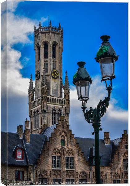 Bruges Clock Tower Canvas Print by Harris Maidment