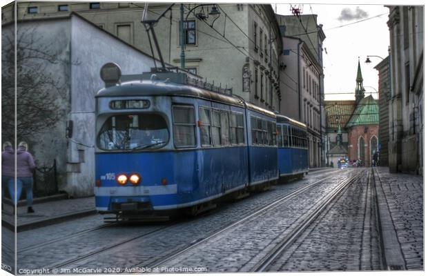 Krakow Tram  Canvas Print by Jim McGarvie