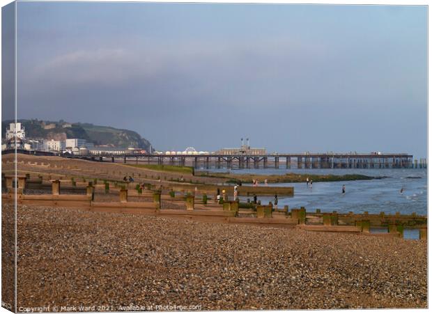 Hastings Pier in the Early Evening Canvas Print by Mark Ward