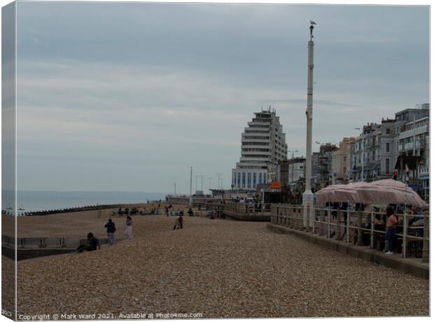 St Leonards Seafront in August. Canvas Print by Mark Ward