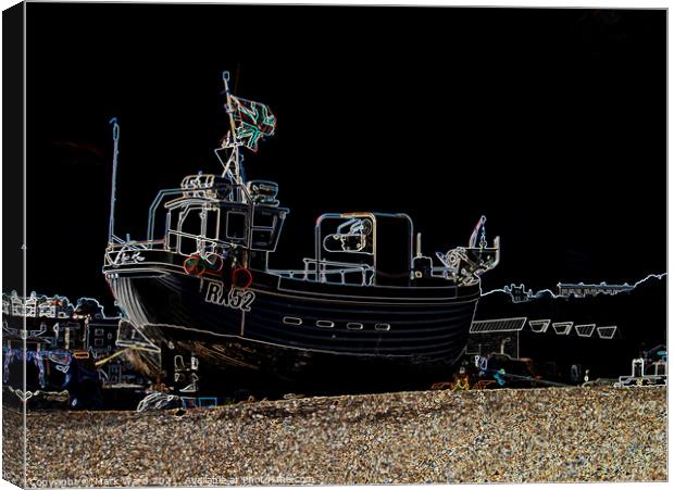 Hastings Glowing Fishing Boat Canvas Print by Mark Ward