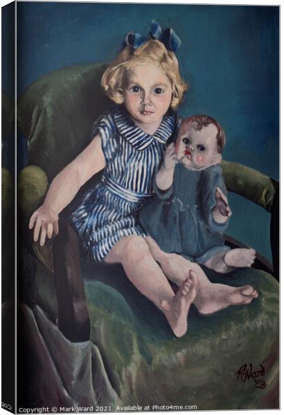 Girl with her Doll Painting Canvas Print by Mark Ward