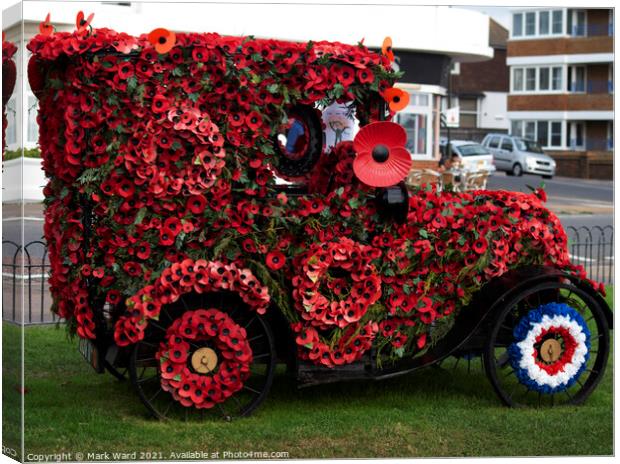 Poppy Car in Bexhill. Canvas Print by Mark Ward