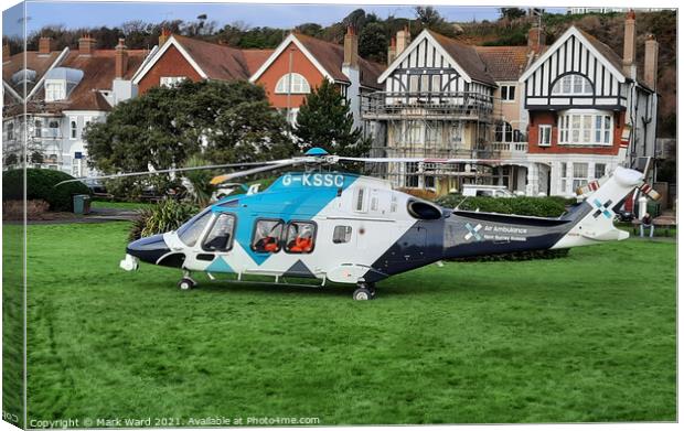 Air Ambulance in Action. Canvas Print by Mark Ward