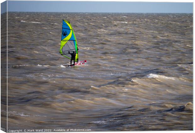 Bexhill Winter Windsurfing. Canvas Print by Mark Ward