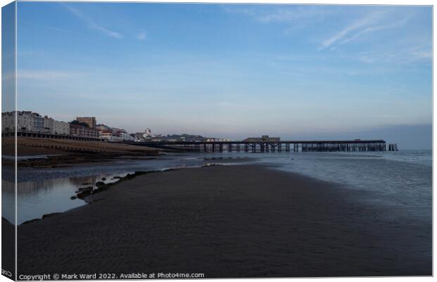 Low Tide in Hastings Canvas Print by Mark Ward