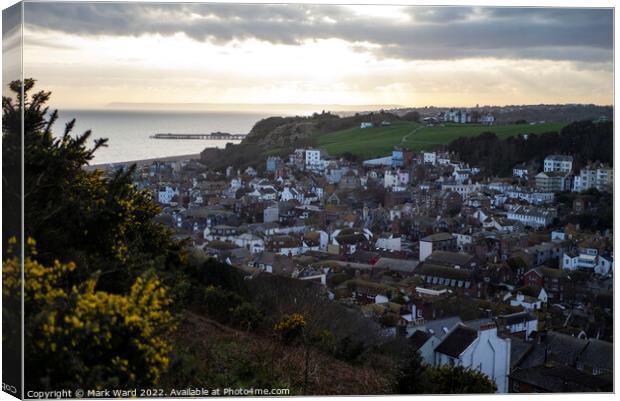 Hastings from the East Hill in the early evening Canvas Print by Mark Ward