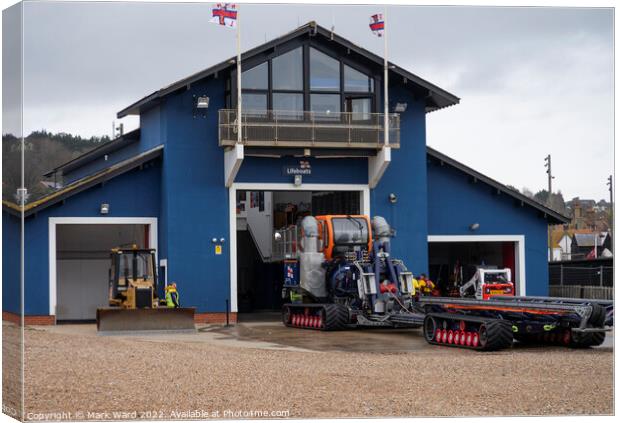 Hastings Lifeboat Station in action. Canvas Print by Mark Ward