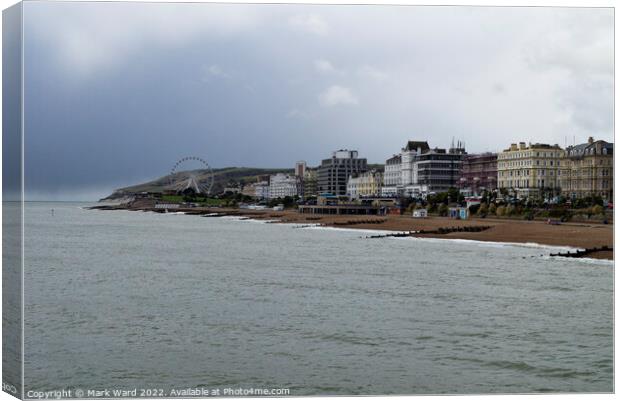 Eastbourne Seafront from the Pier.  Canvas Print by Mark Ward