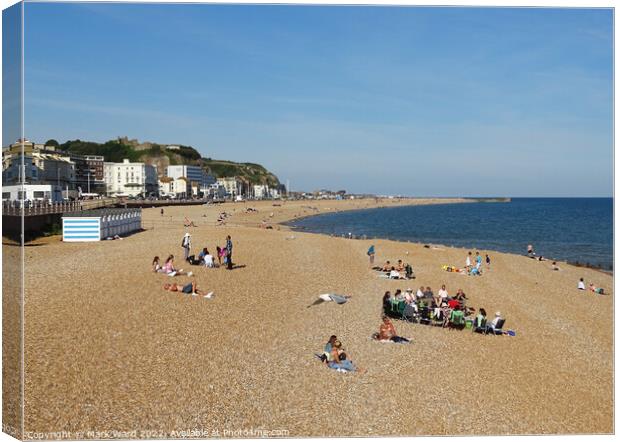 Seaside Sun in Hastings. Canvas Print by Mark Ward