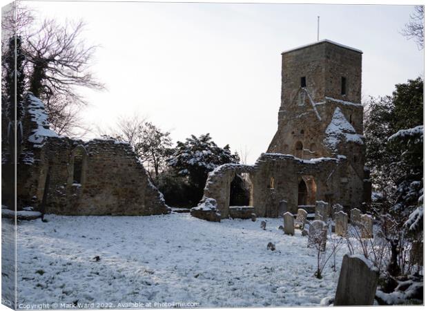 Old St Helen's in the Snow. Canvas Print by Mark Ward