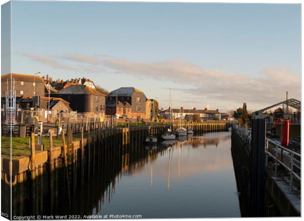 The Waterway of Rye in December. Canvas Print by Mark Ward