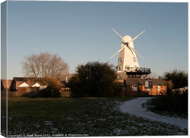 Rye Windmill in December. Canvas Print by Mark Ward