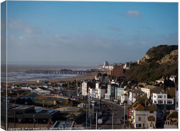 Hastings from Above. Canvas Print by Mark Ward