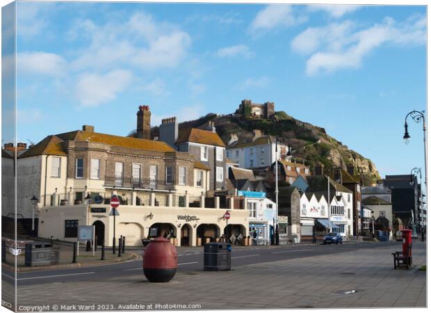 Below the East Hill in Hastings. Canvas Print by Mark Ward