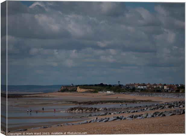 Low Tide Walk to Galley Hill. Canvas Print by Mark Ward
