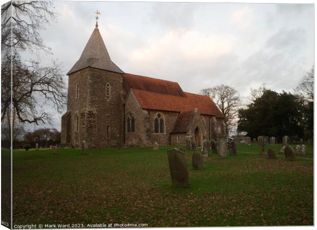 St Peter and St Paul Church in Peasmarsh. Canvas Print by Mark Ward