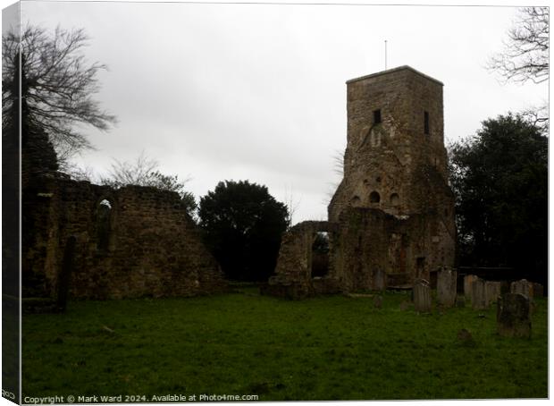 Old Saint Helen's Church ruins in Hastings. Canvas Print by Mark Ward
