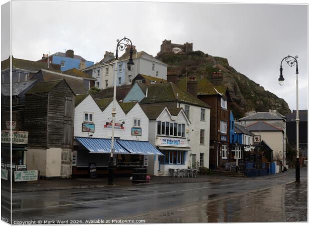 Rock-a-Nore in Hastings. Canvas Print by Mark Ward