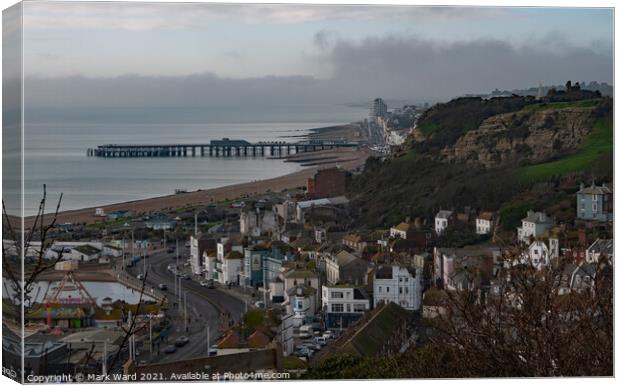 Hastings from the East Hill Canvas Print by Mark Ward