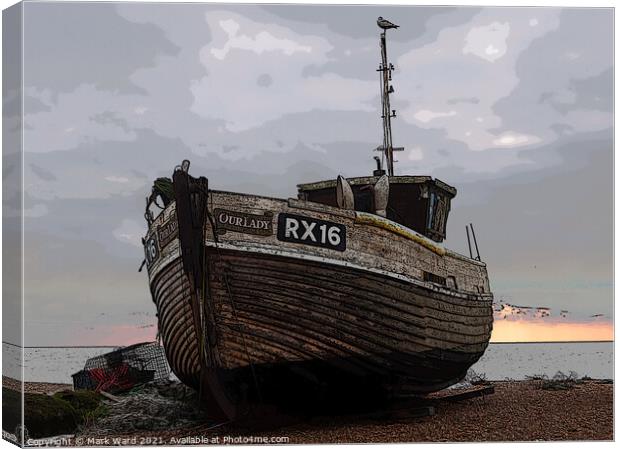 Boat on the Beach Canvas Print by Mark Ward