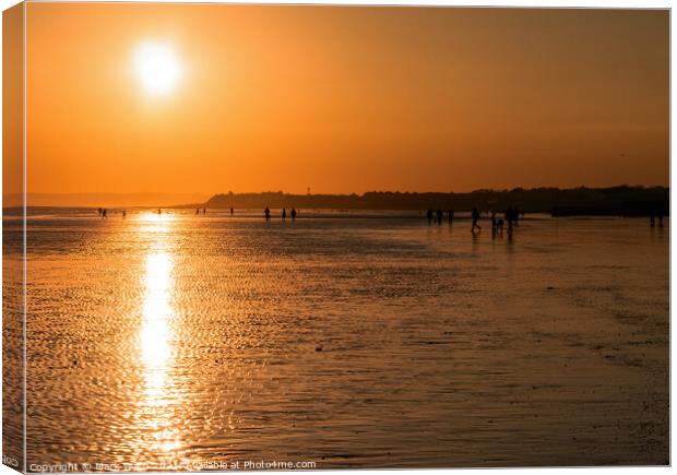 Sand Sea and Sunset. Canvas Print by Mark Ward