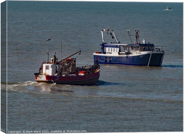 A Busy Morning near Hastings Beach. Canvas Print by Mark Ward