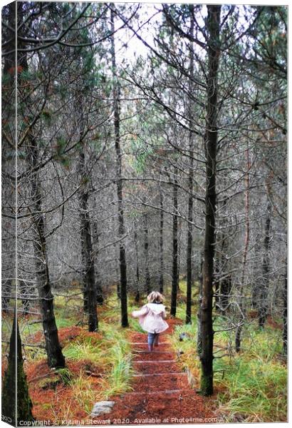 Happy Wanderering on Inverewe Pinewood Trail Canvas Print by Katrina Stewart