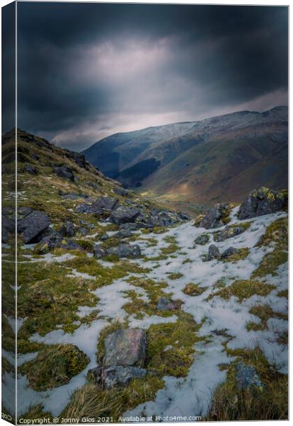 Looking down Dunmail  Canvas Print by Jonny Gios