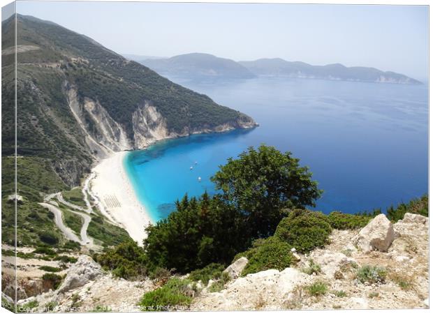 Myrtos Beach Canvas Print by Gaynor Ball