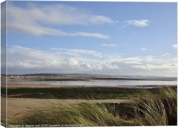 Ogmore and Southerndown viewed from Trecco Bay, Porthcawl, South Wales Canvas Print by Gaynor Ball